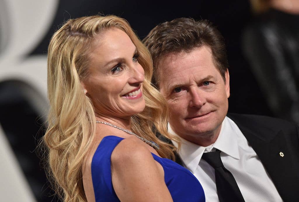 Michael J. Fox with his wife Tracy Pollan red carpet close up