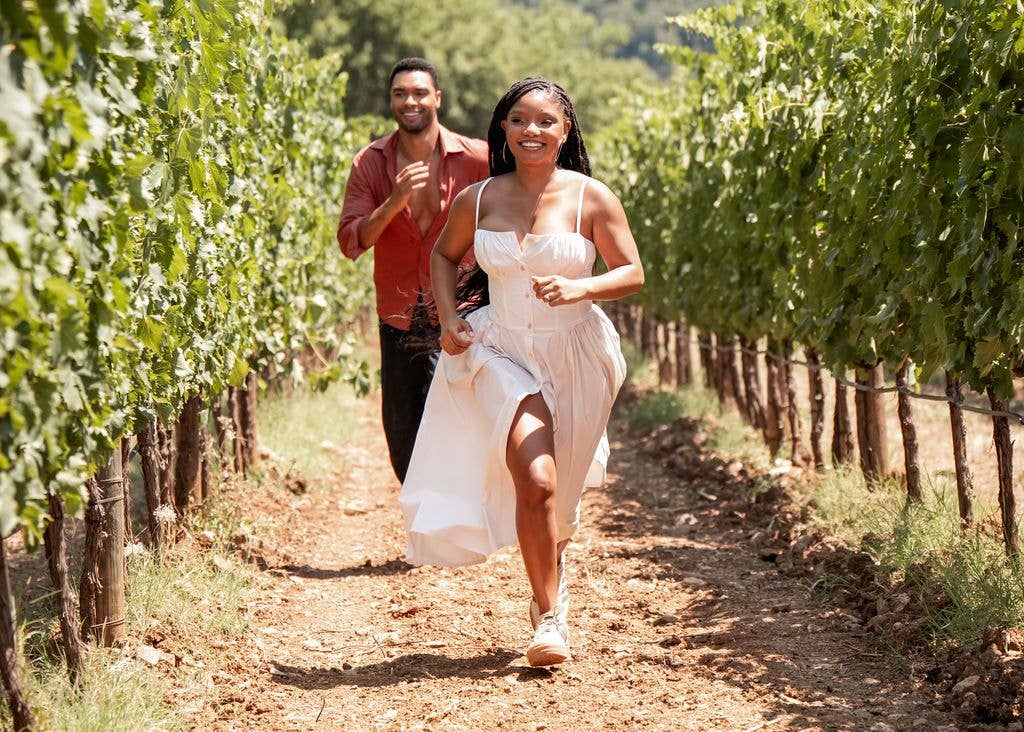 Regé-Jean Page and Halle Bailey in You, Me & Tuscany