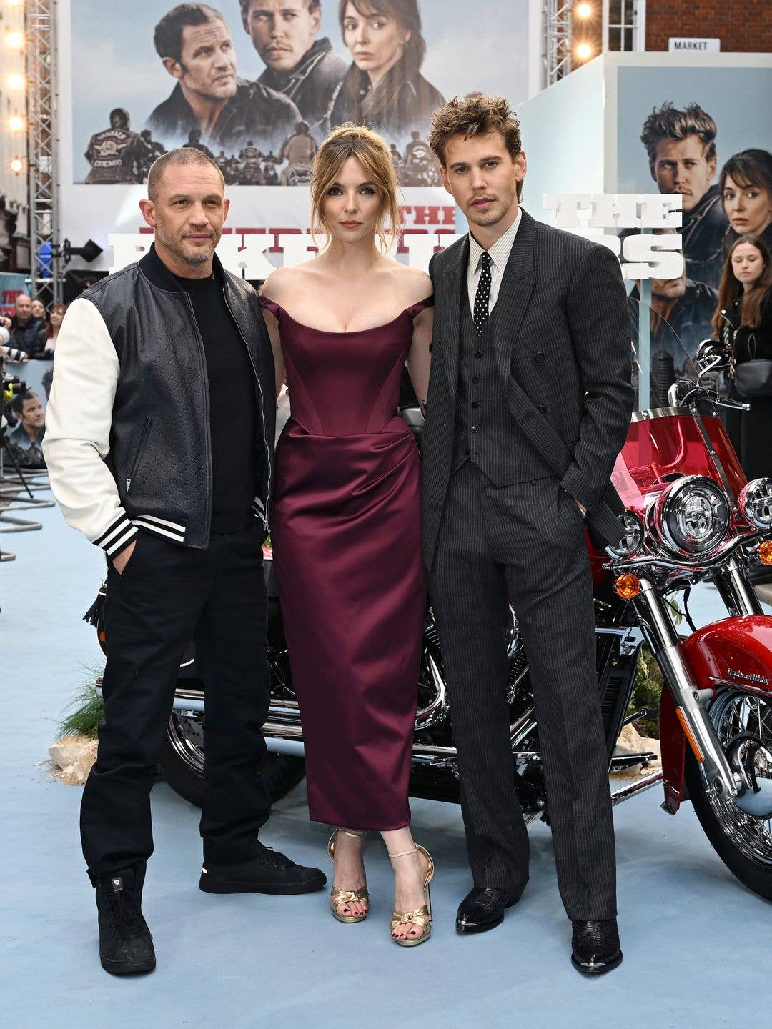 Tom Hardy, Jodie Comer and Austin Butler attend the London Gala Screening of "The Bikeriders" at The Curzon Mayfair on June 11, 2024