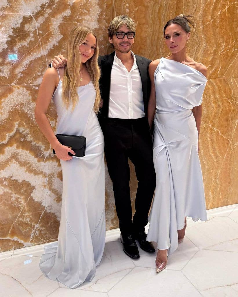 Harper Beckham with mum Victoria and Ken Paves