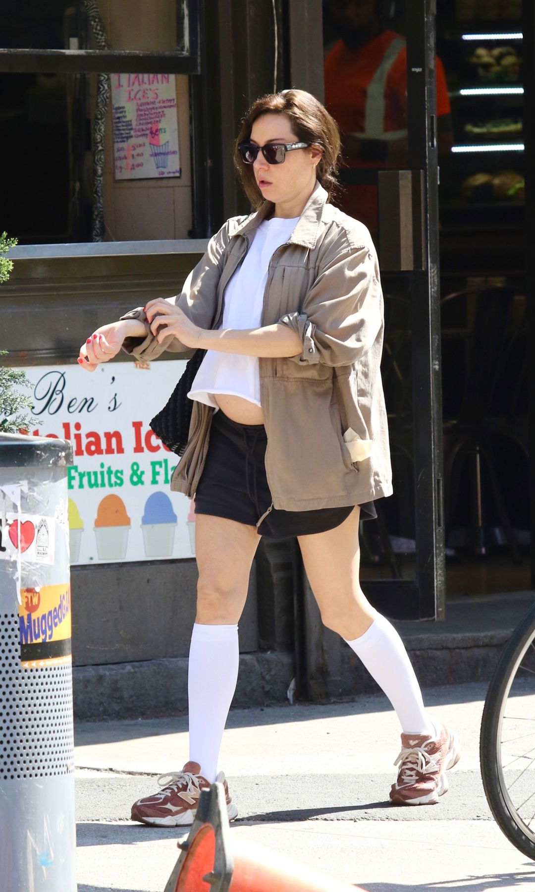 Plaza was photographed walking through SoHo in New York