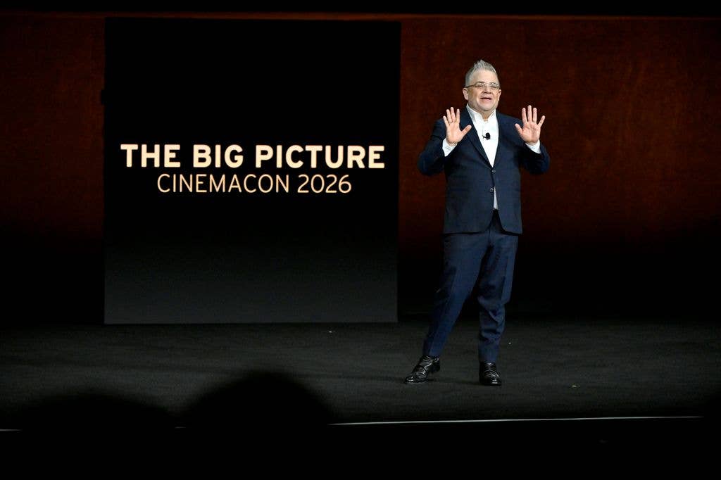 Patton Oswalt speaks during CinemaCon 2026 - Warner Bros. Pictures invites you to âThe Big Pictureâ a special presentation of its upcoming slate at The Dolby Colosseum at Caesars Palace during CinemaCon, the official convention of Cinema United, on April 14, 2026, in Las Vegas, Nevada.