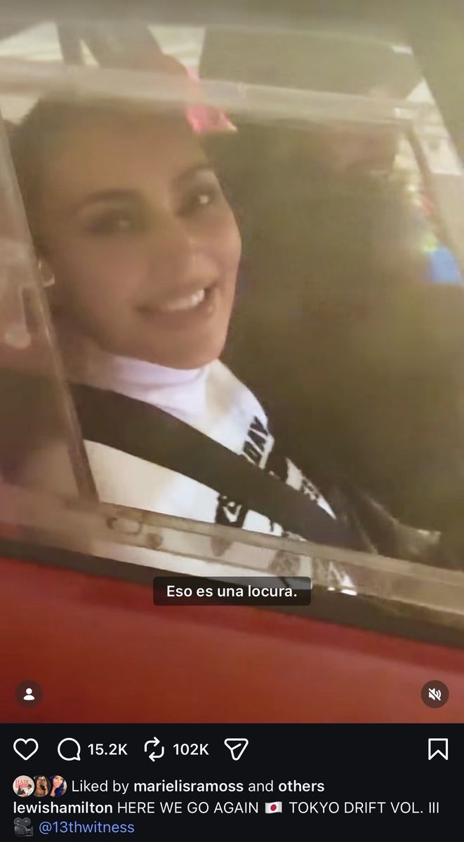 At the end of the clip, Kardashian—wearing a sleek white turtleneck—reacts candidly to the ride
