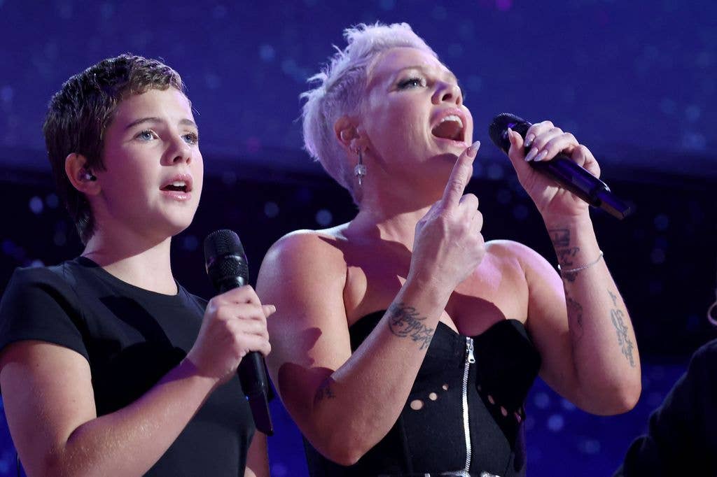 Pink and Willow perform during the Democratic National Convention 