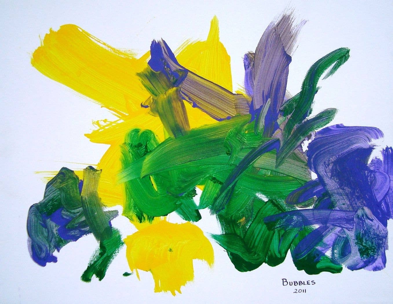 Abstract painting executed by Bubbles the chimpanzee in 2011