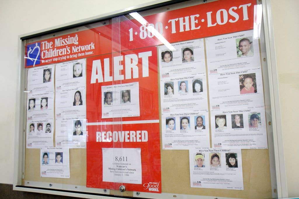Missing Children's Network bullentin sign.