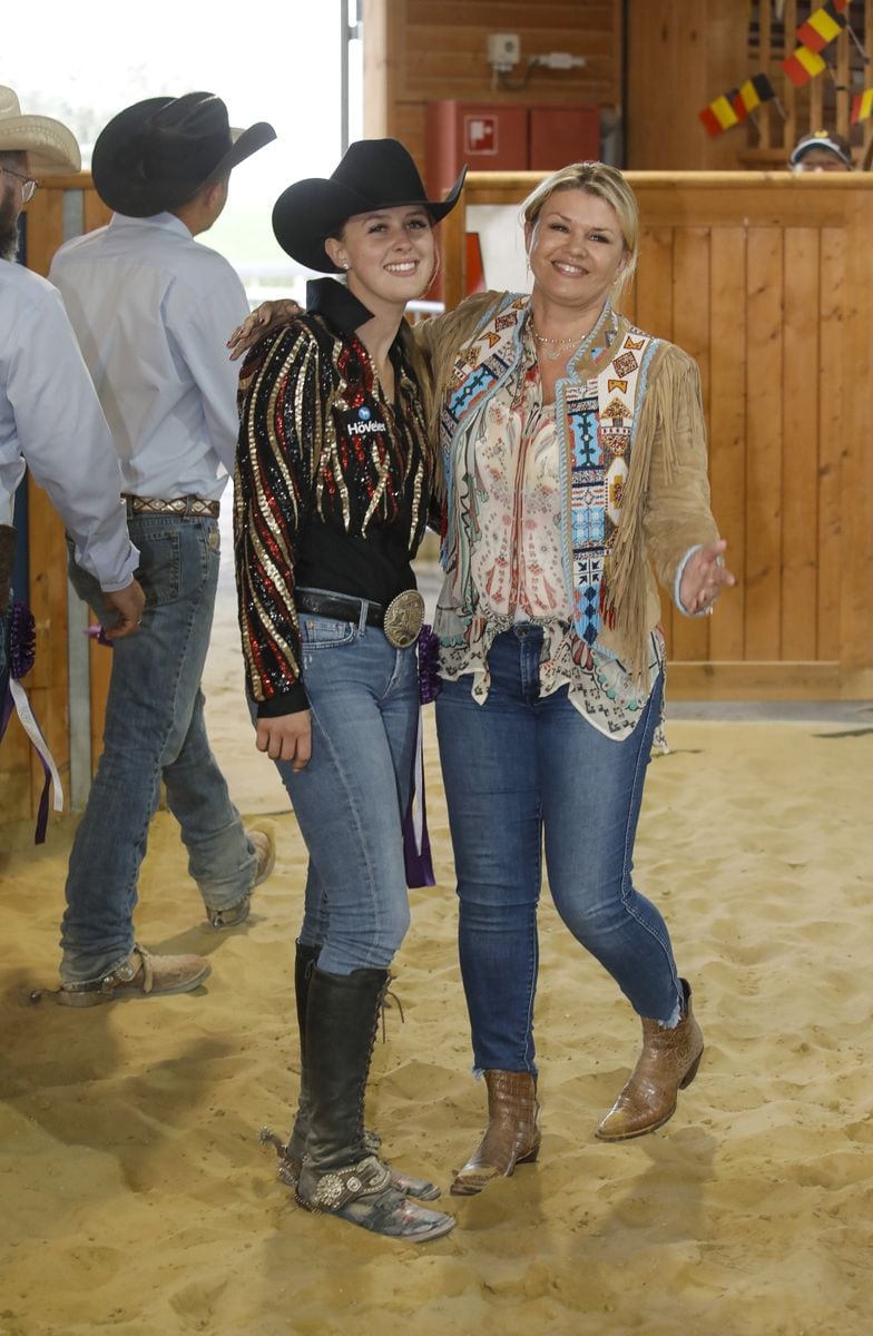 Corinna Schumacher supporting her daughter Gina Maria Schumacher at the SVAG FEI European Senior Riders event in Givrins, Switzerland. 