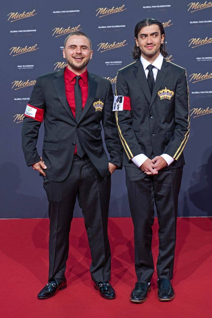 Prince Michael Jackson and Bigi Jackson  on red carpet in black suits attended the Berlin premiere
