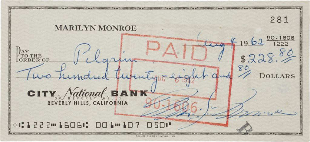 Marilyn Monroe's check