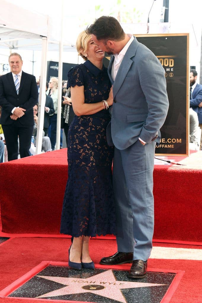 Sara Wells and Noah Wyle attend Wyle's Hollywood Walk of Fame induction ceremony on April 09, 2026 in Hollywood, California. (Photo by Tommaso Boddi/Getty Images)