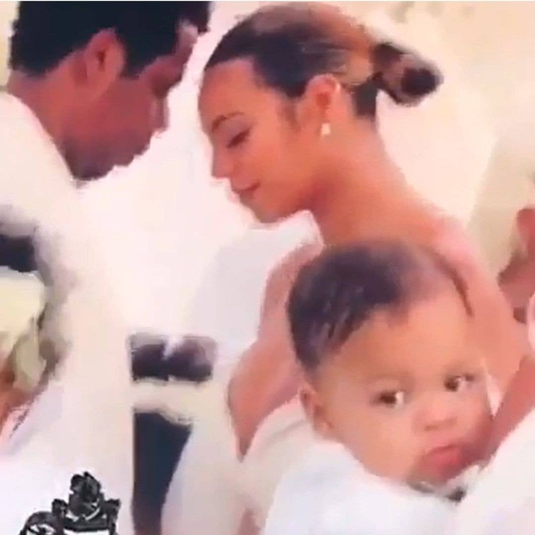 photo of beyonce and jay z with baby sir during vow renewal 