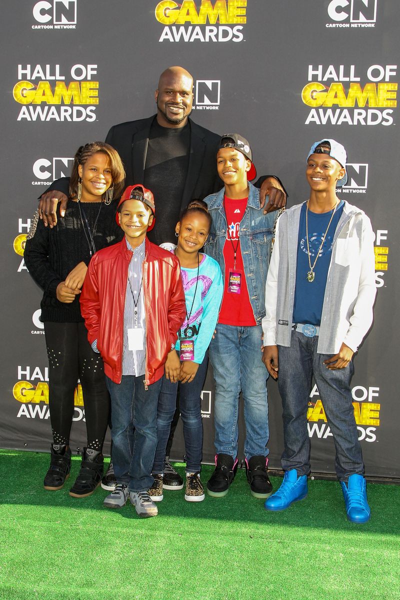 Taahirah O'Neal, host Shaquille O'Neal, Shareef O'Neal, Me'arah O'Nea, Shaqir O'Neall and Myles O'Neal on February 9, 2013 