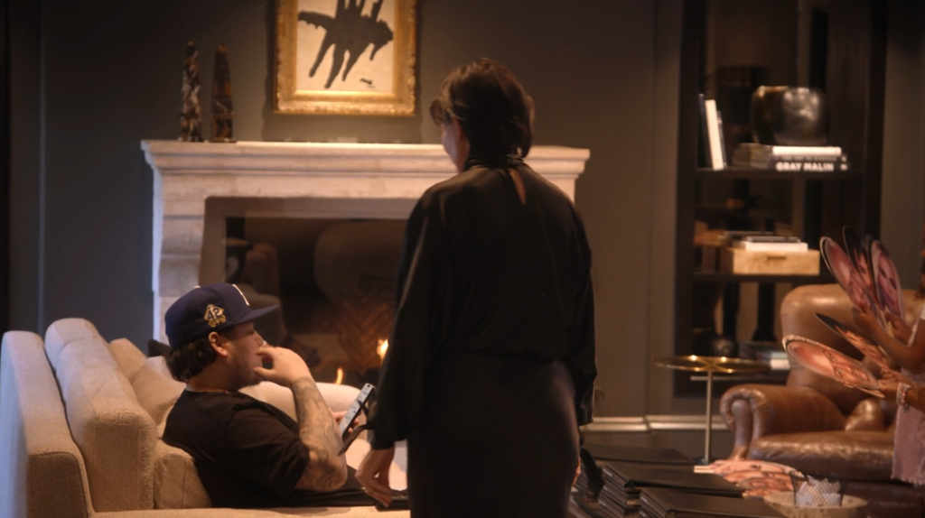 Rob Kardashian and Kris Jenner captured filming inside the family's Hidden Hills home in the season seven premiere of "The Kardashians" on Hulu