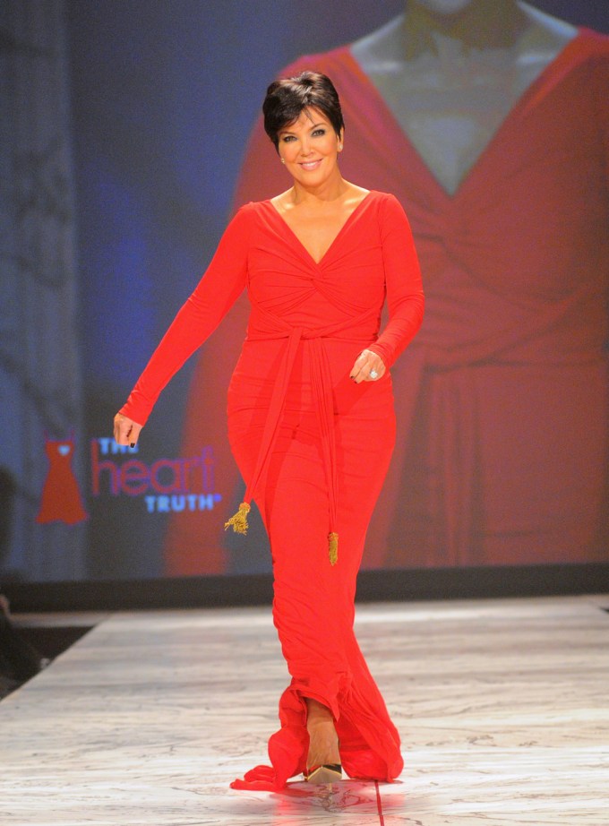 Kris Jenner Walks The Runway At The Heart Truth Red Dress Collection