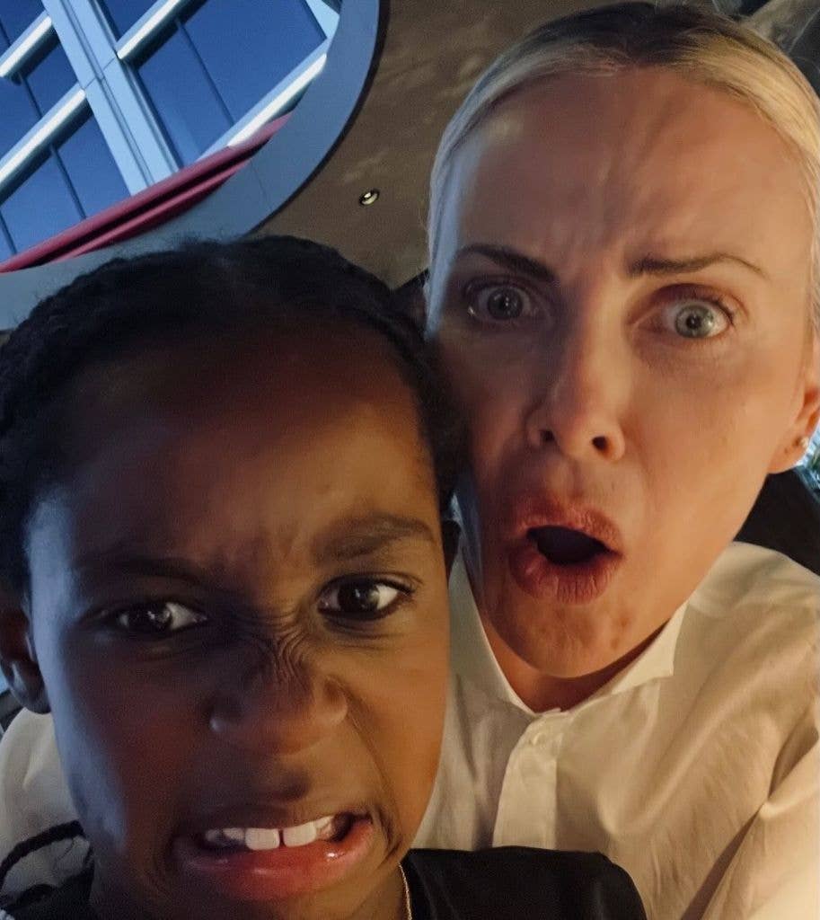 Charlize is a loving mom!
