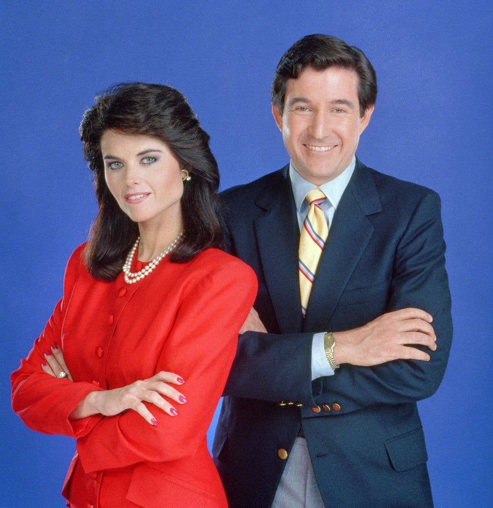 The CBS Morning News featuring Maria Shriver and Forrest Sawyer. Image dated March 7, 1986. (Photo by CBS via Getty Images)