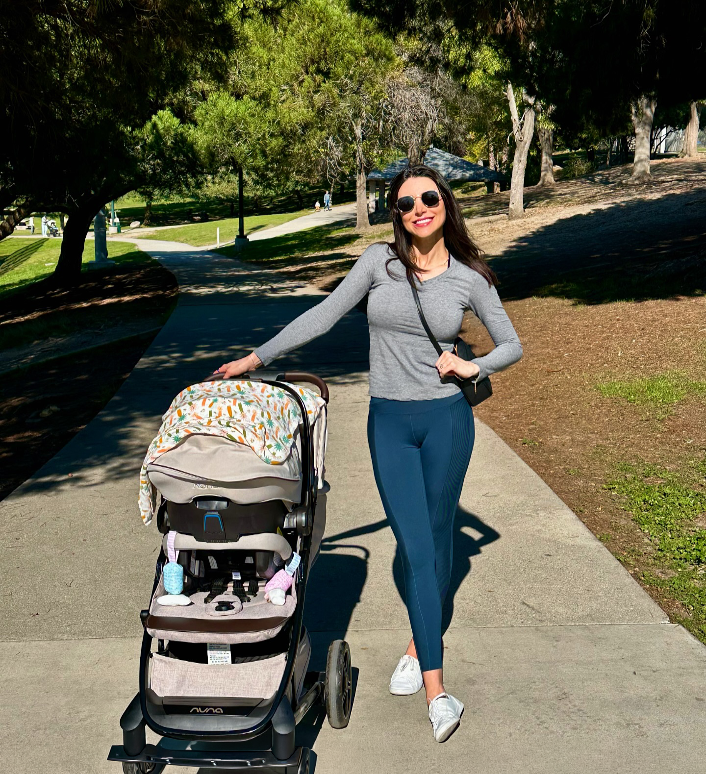 Bianca Wallace with her baby Mila in the California sunshine