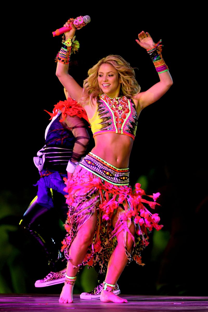 Shakira performs "Waka Waka (This Time for Africa)" with South African band Freshlyground during the Closing Ceremony of the 2010 FIFA World Cup South Africa Final match between the Netherlands and Spain.
