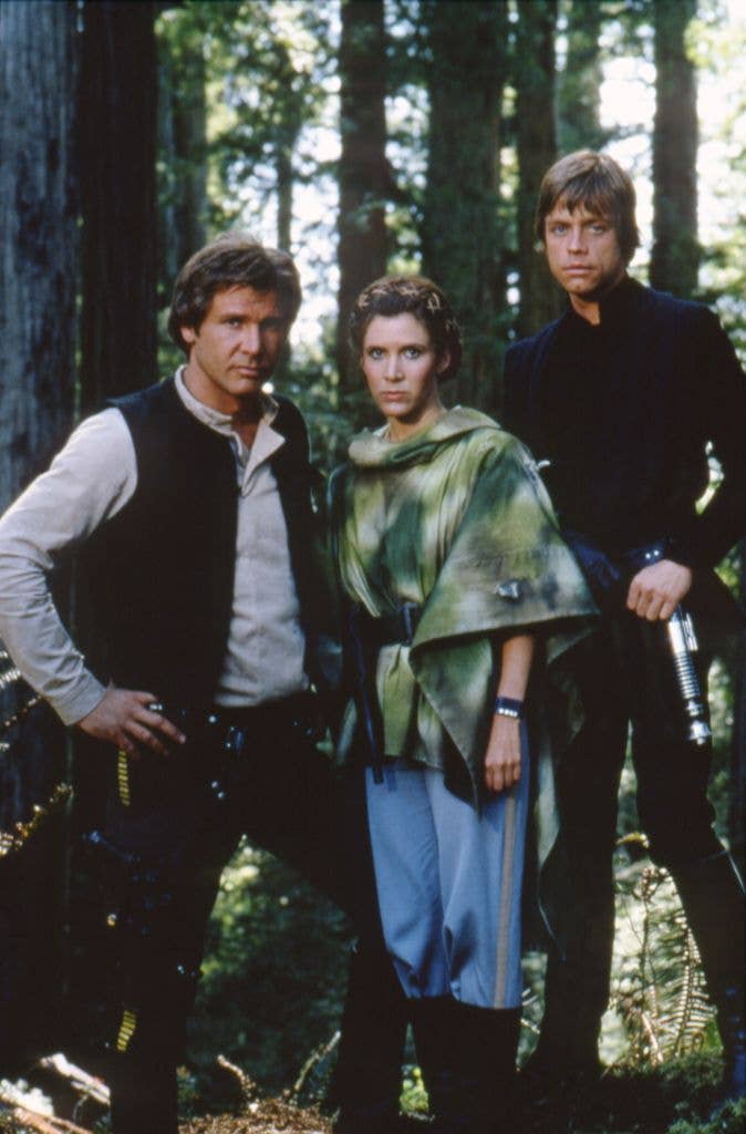 Harrison Ford, Carrie Fisher and Mark Hamill in Star Wars: Episode VI - Return of the Jedi 