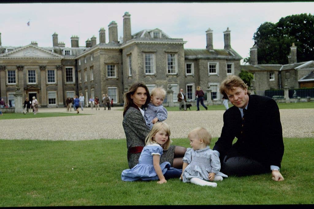 Viscount Althorp and his former wife, Victoria Aitken, with their three daughters at Althorp House in 1993