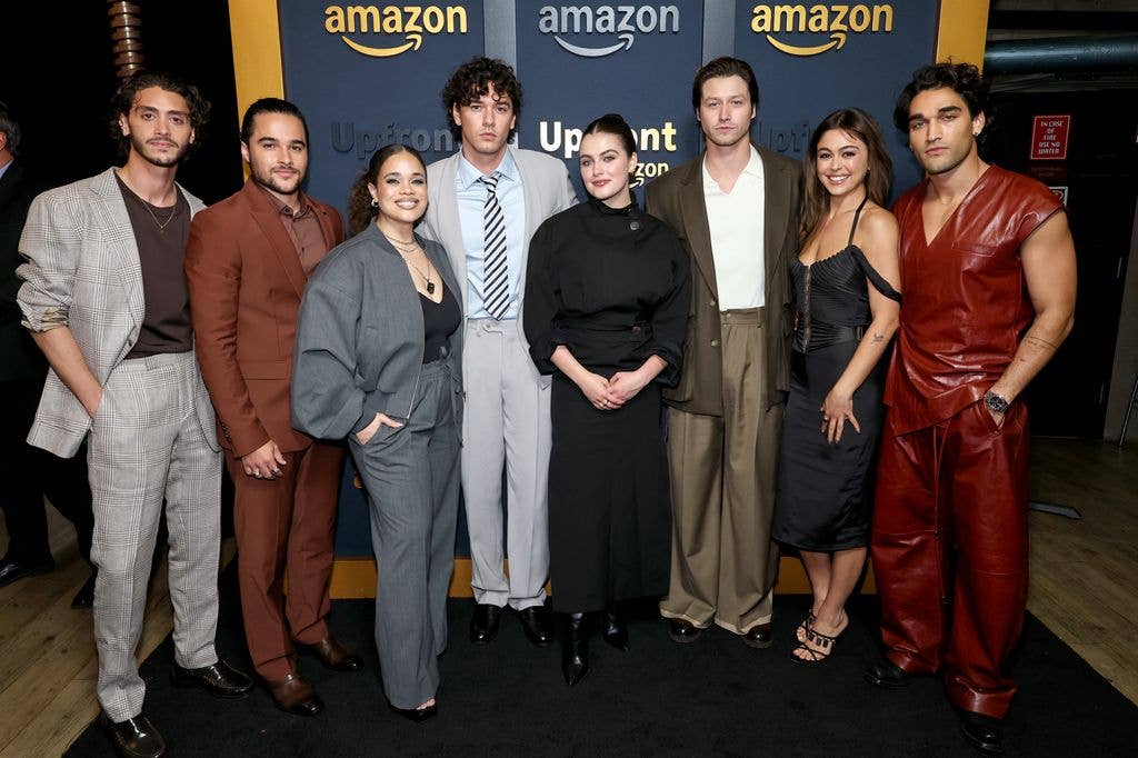 Antonio Cipriano, Jalen Thomas Brooks, Louisa Levy, Belmont Cameli, Ella Bright, Stephen Kalyn, Mika Abdalla, and Josh Heuston attend the Amazon Upfront at Beacon Theatre on May 11, 2026 in New York City