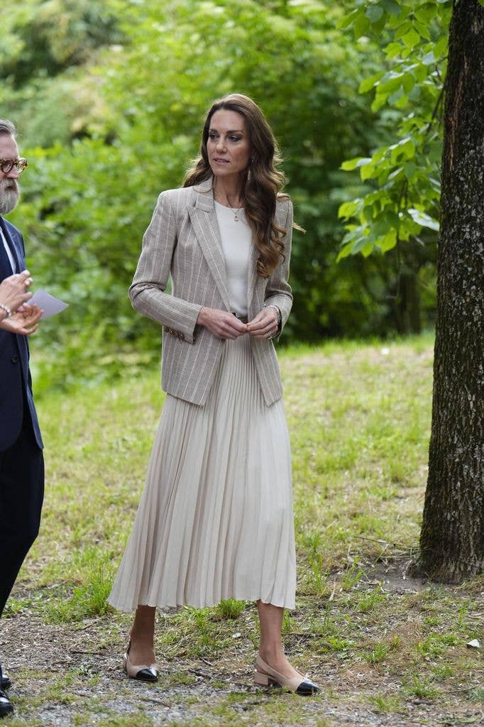 The Princess of Wales added a belt to her pleated midi dress