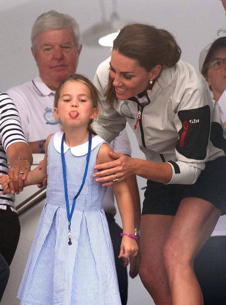 Princess Charlotte sticks her tongue out at King's Cup regatta