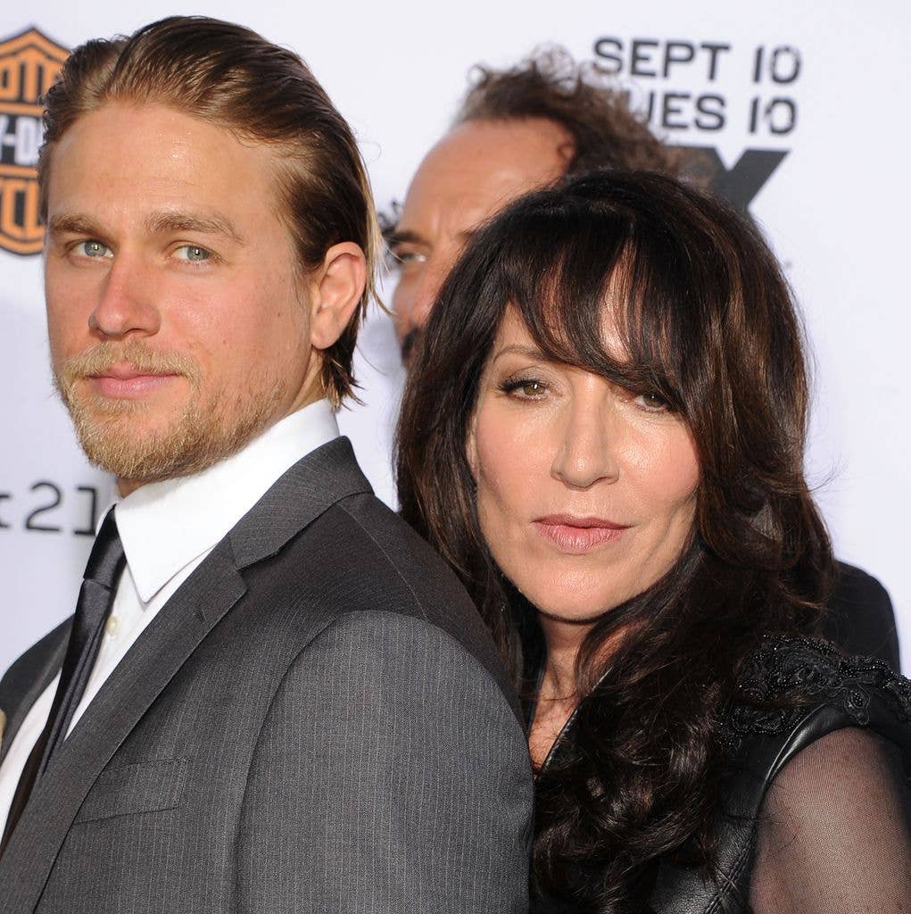 Charlie with Sons of Anarchy co-star Katey Sagal