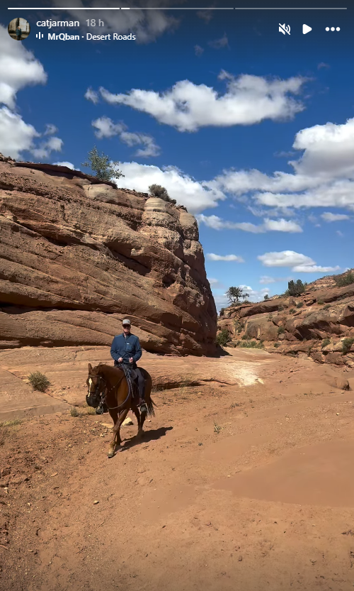 Cat Jarman shared a video of Charles Spencer riding on horseback