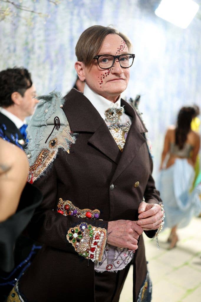 Hamish Bowles with glasses and crystals across face