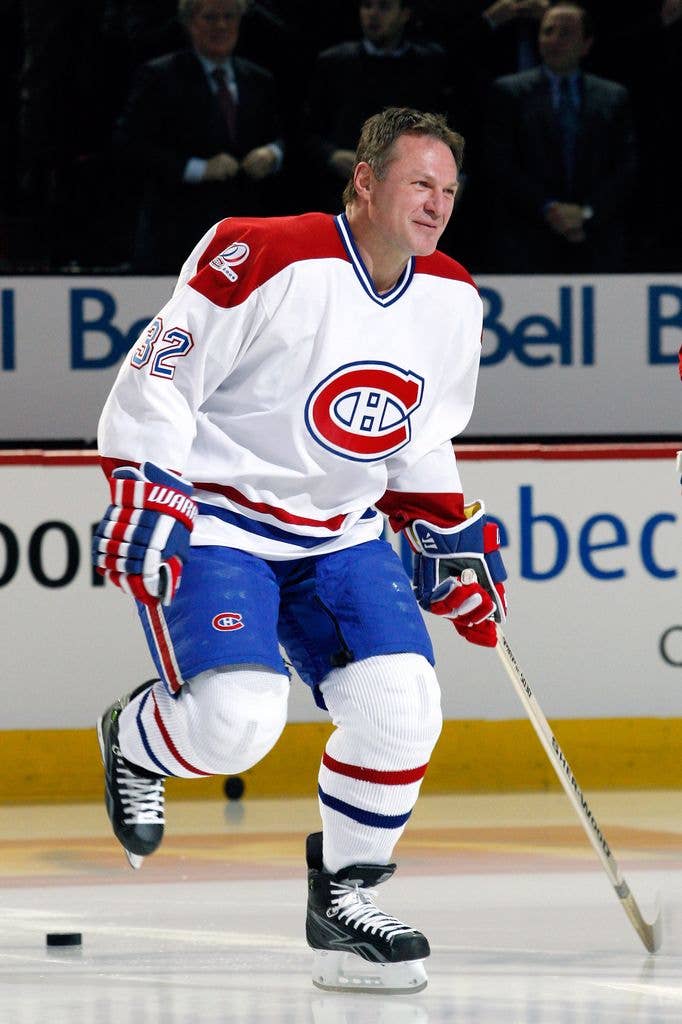 Former Monreal Canadien Claude Lemieux skates during the Centennial Celebration ceremonies prior to the NHL game between the Montreal Canadiens and Boston Bruins on December 4, 2009 at the Bell Centre in Montreal, Quebec, Canada. The Canadiens defeated the Bruins 5-1.