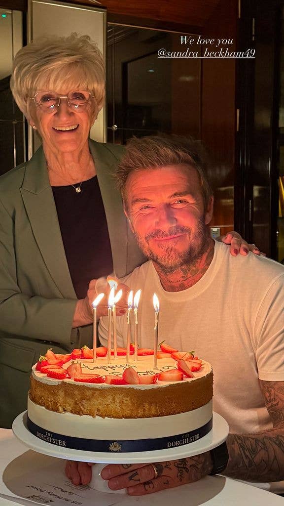 David posed for pictures with his mum, Sandra