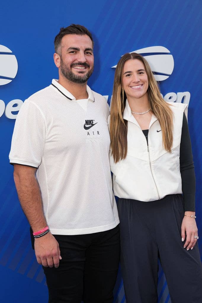 Hroniss Grasu and Sabrina Ionescu attend the US Open Tennis Championships at the USTA Billie Jean King National Tennis Center on August 26, 2025 in New York City. (Photo by John Nacion/Getty Images)