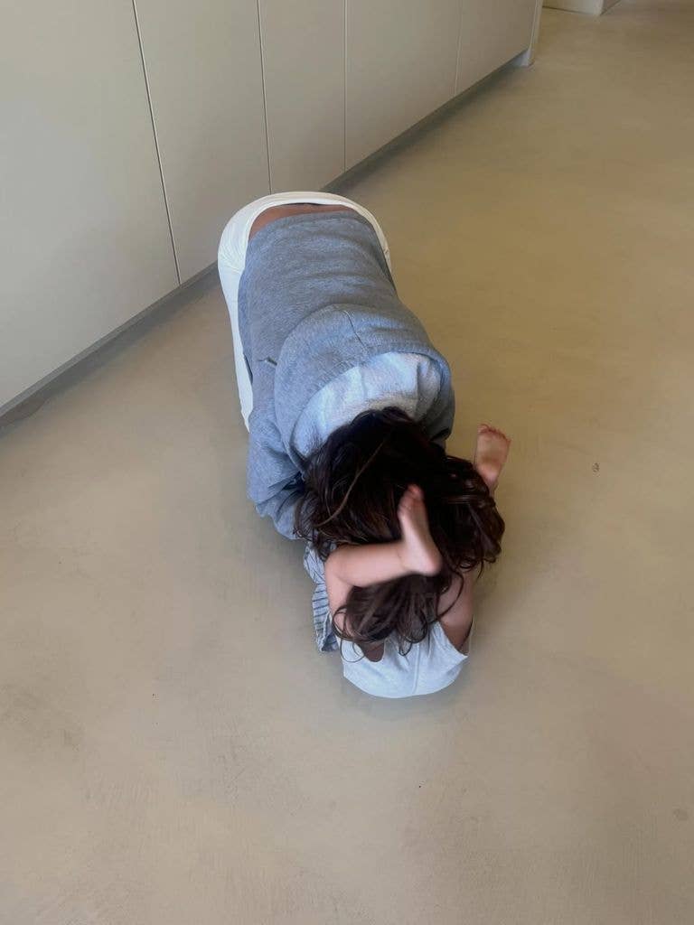 hailey bieber jack playing on floor