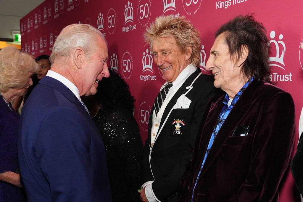 King Charles III meets Sir Rod Stewart and Ronnie Wood