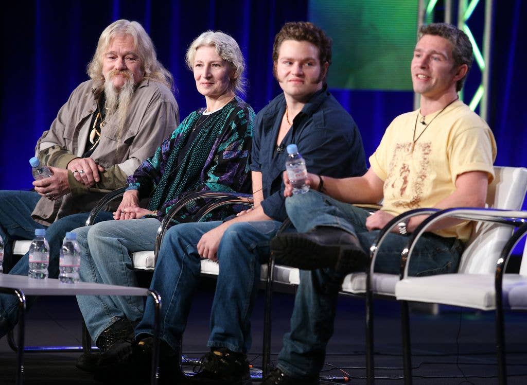 Matt with his parents and brother during the 'Animal Planet: Alaska Bush Family' panel discussion 
