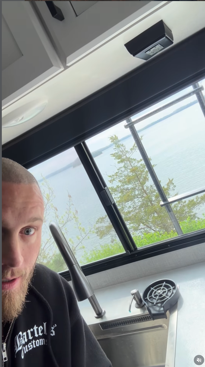 He showed off his lakeside view in a video from March 