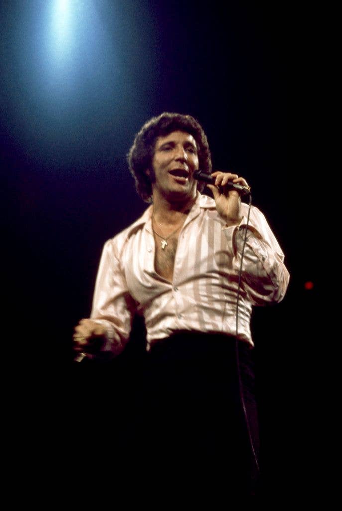 Welsh singer Tom Jones sings on stage during a concert in New York, New York, circa 1969. 