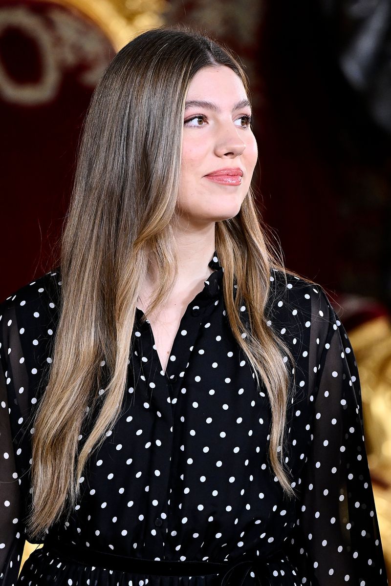 Princess Sofia of Spain attends The National Day Reception at Royal Palace on October 12, 2025 in Madrid