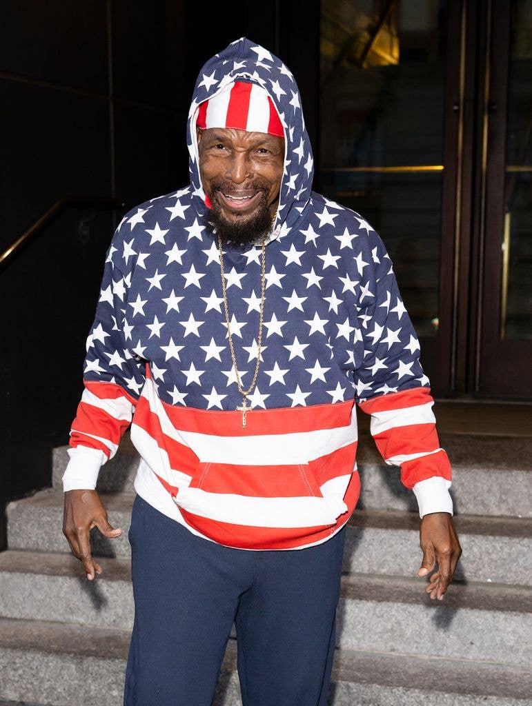 photo of mr t in stars and stripes outfit