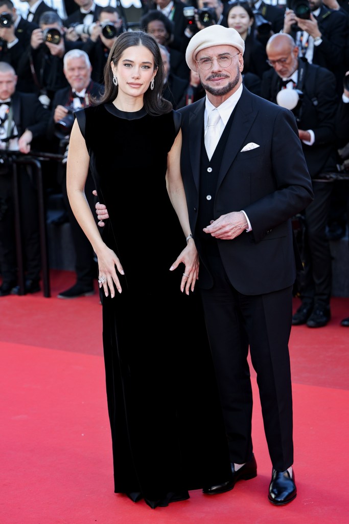 CANNES, FRANCE - MAY 15: (L-R) Ella Bleu Travolta and John Travolta attend the "Karma" screening during the 79th annual Cannes Film Festival at Palais des Festivals on May 15, 2026 in Cannes, France. (Photo by Lyvans Boolaky/Getty Images)