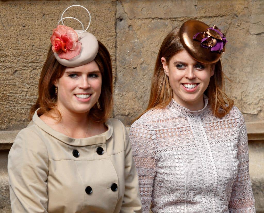 Princess Eugenie and Princess Beatrice attend the traditional Easter Sunday church service at St George's Chapel, Windsor Castle on April 16, 2017