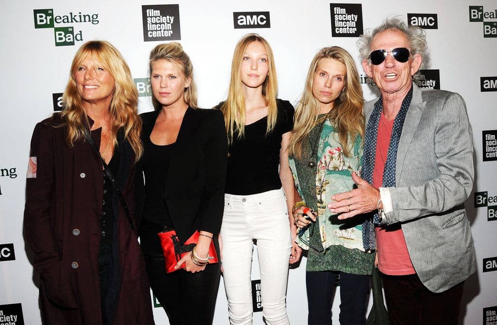(L-R) Model Patti Hansen, Alexandra Richards, Ella Richards, Theodora Richards, and Keith Richards 