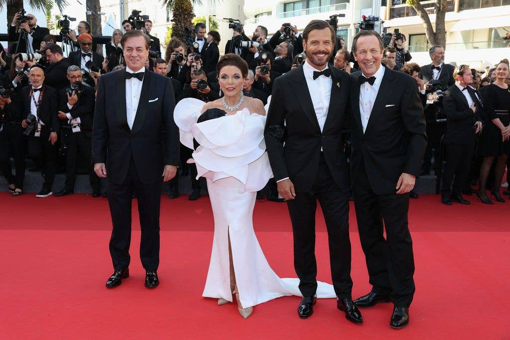 John Gore, Dame Joan Collins, Percy Gibson and Laurent Lafitte 