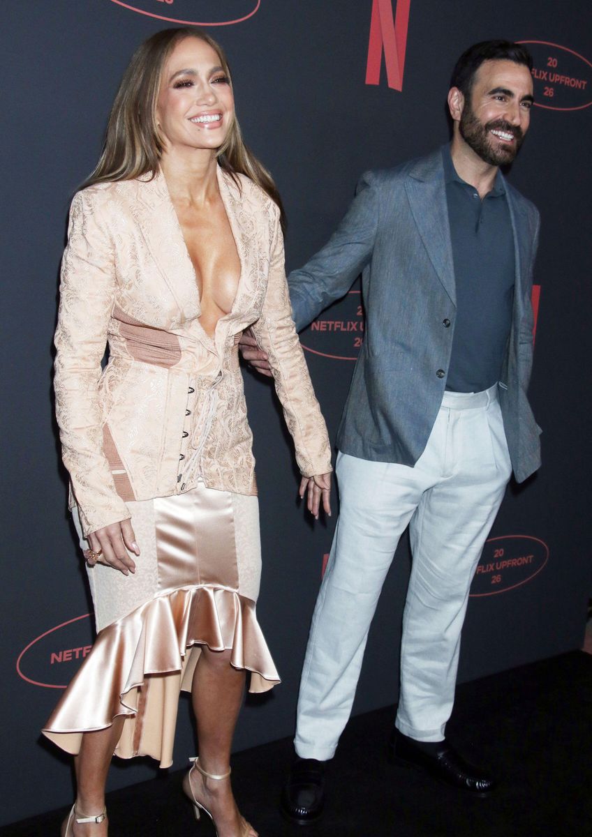 Lopez joined Brett Goldstein at the 2026 Netflix Upfront Presentation held at Sunset Pier 94 Studios to promote their upcoming R-rated romantic comedy, 'Office Romance.'