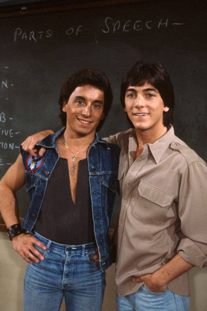 Steven Baio and Scott Baio pose in happy days