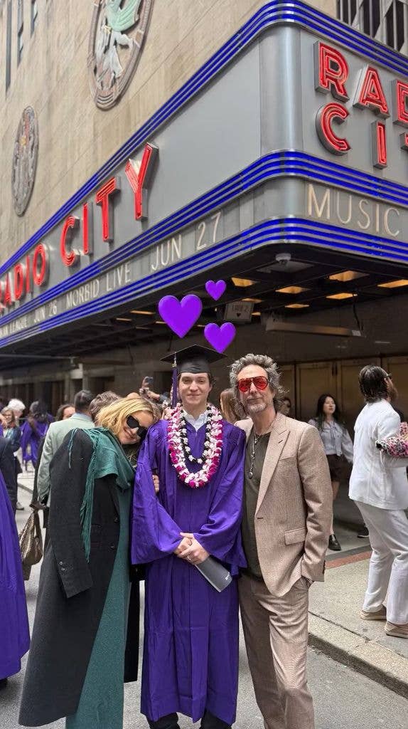 split photo of kate hudson ryder robinson chris robinson graduation