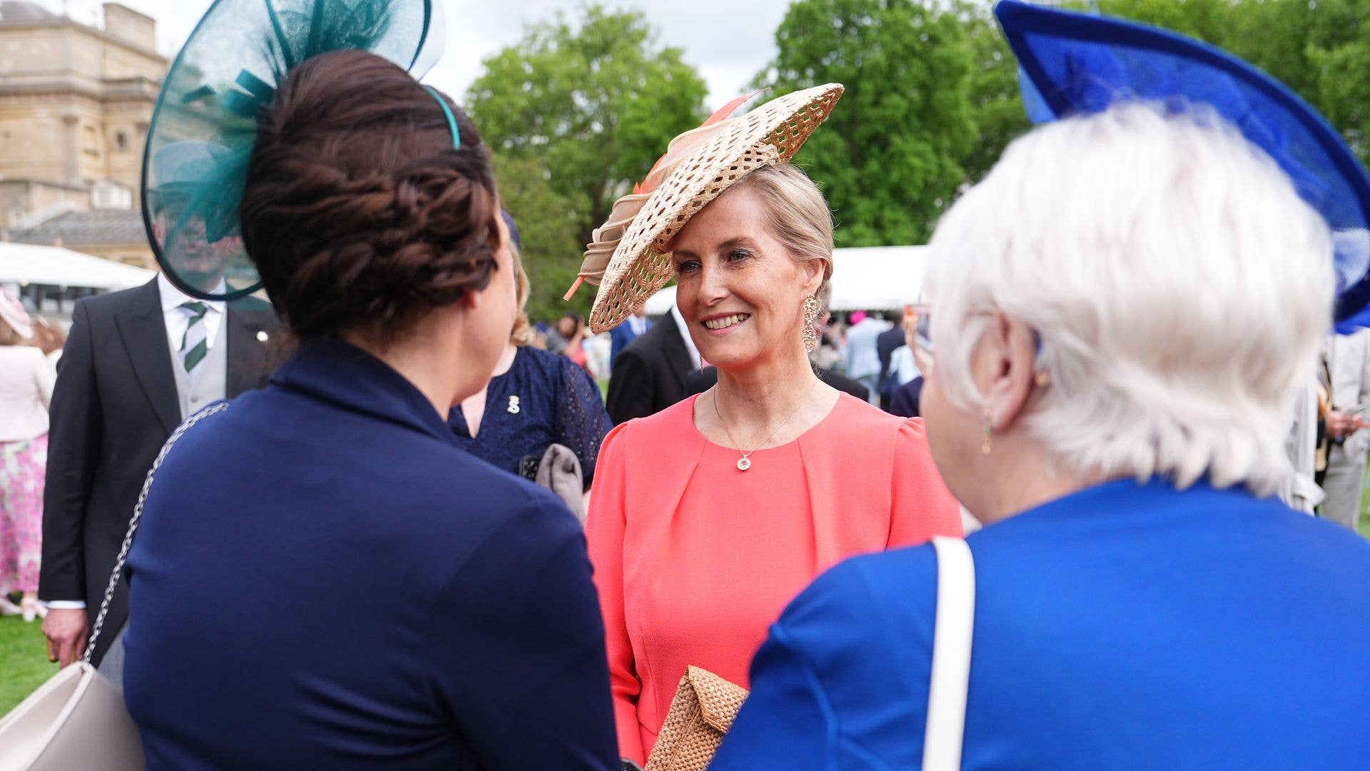 The Duchess of Edinburgh speaking to guests at a garden party