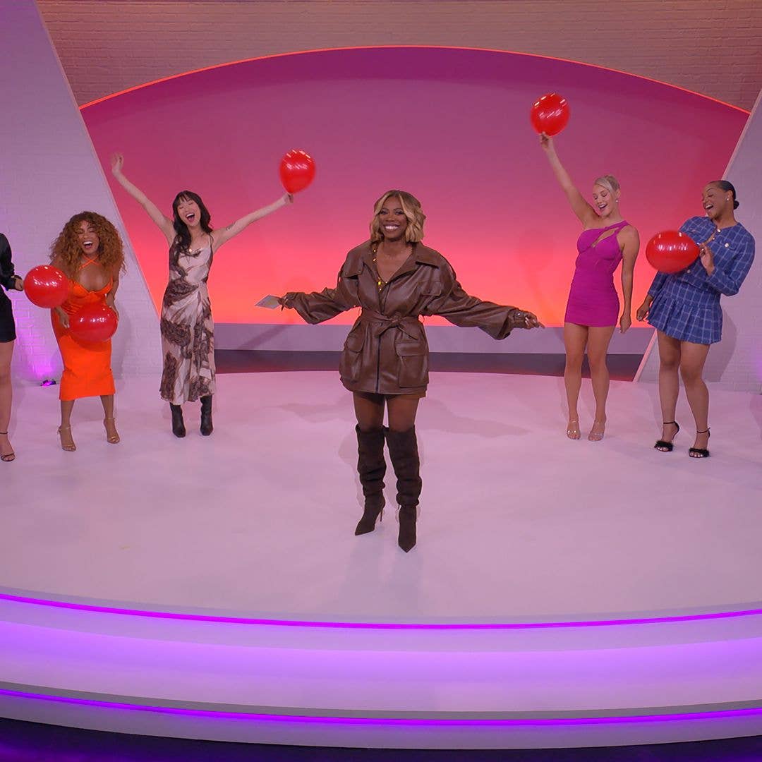 Semina Bildik, Evita Agrusa, Suzette James, Tea Ball, Yvonne Orji, Louise Barnard, Sheila Young, Katherine Swallow, and Kiara Jones in episode 1 of POP THE BALLOON.