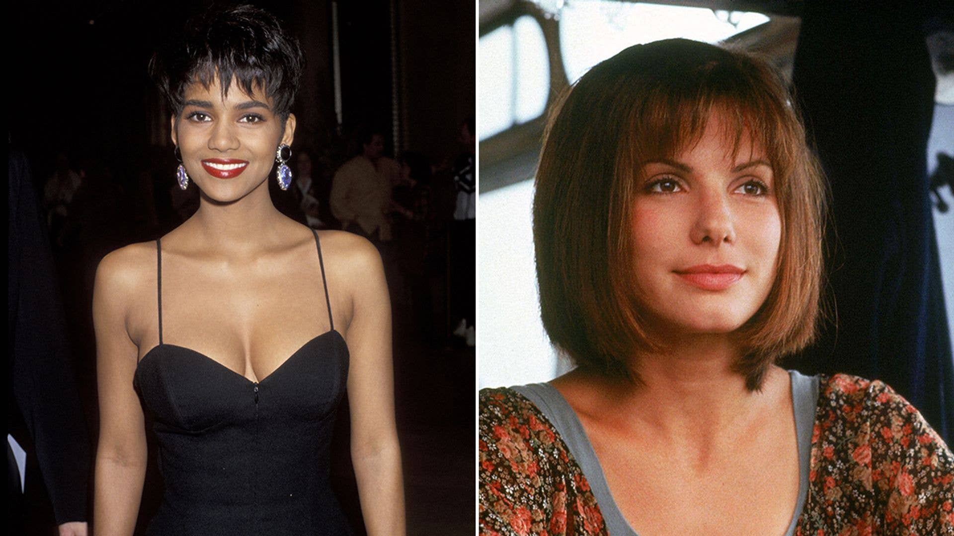 Split image of Halle Berry and Sandra Bullock in Speed